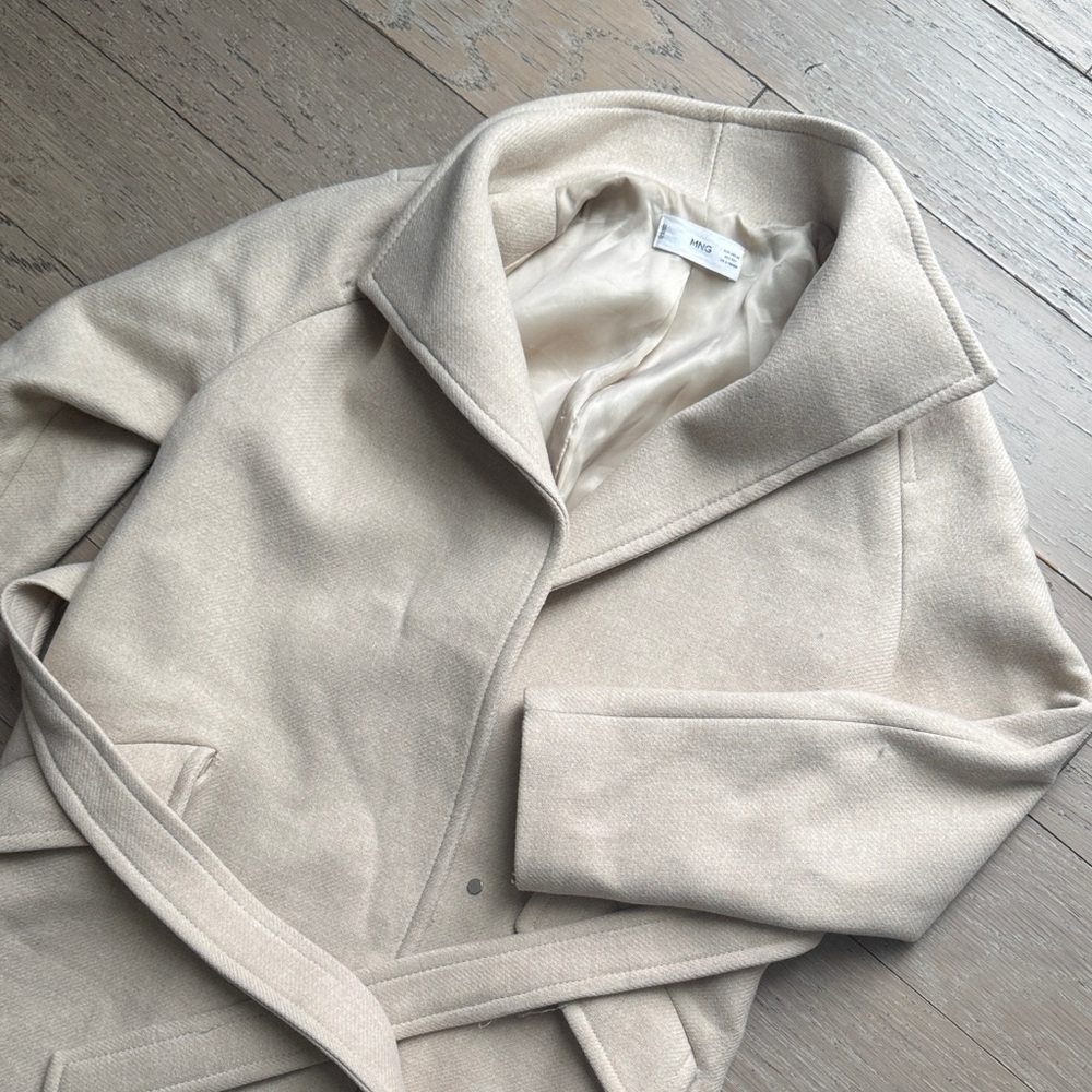 Wool Beige Belted Overcoat